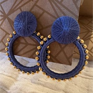 Gold & Blue Hoop Handmade Earrings - NEW